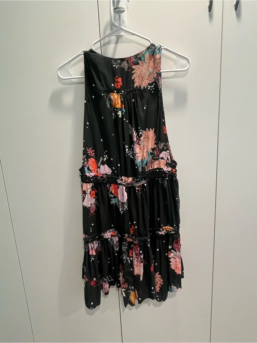 Free People Floral Tiered Black Sleeveless Summer Dress